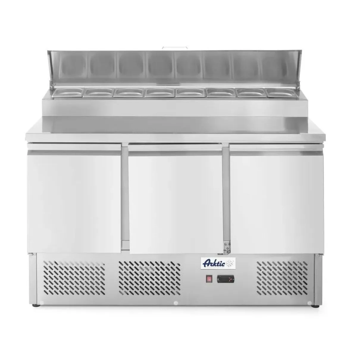 Outlet Hendi Arktic Saladette met 3 deuren en verhoogde GN vitrine 380L
