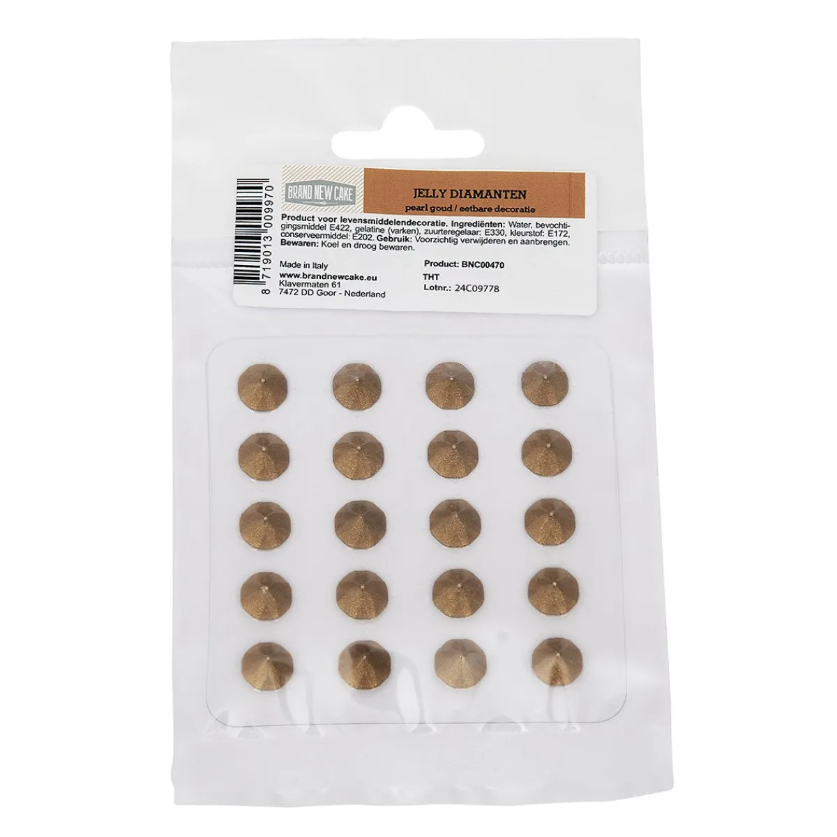 Clearance BrandNewCake Eetbare Jelly Diamanten Pearl Goud 20st
