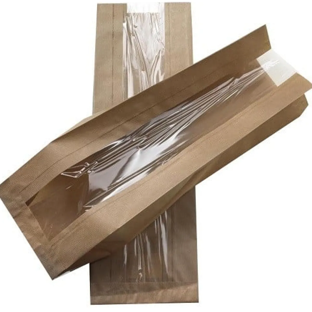 Discount Overig Broodzak Kraft met venster (heel-brood) 160 + 50x480mm