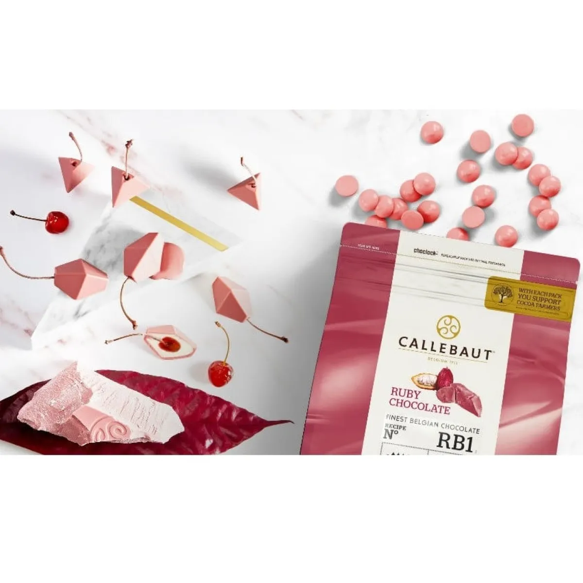 Outlet Callebaut Chocolade Callets Ruby (RB2) 400g
