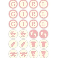 Sale Overig Chocoladedecoratie Baby Girl Ø3cm 96st.