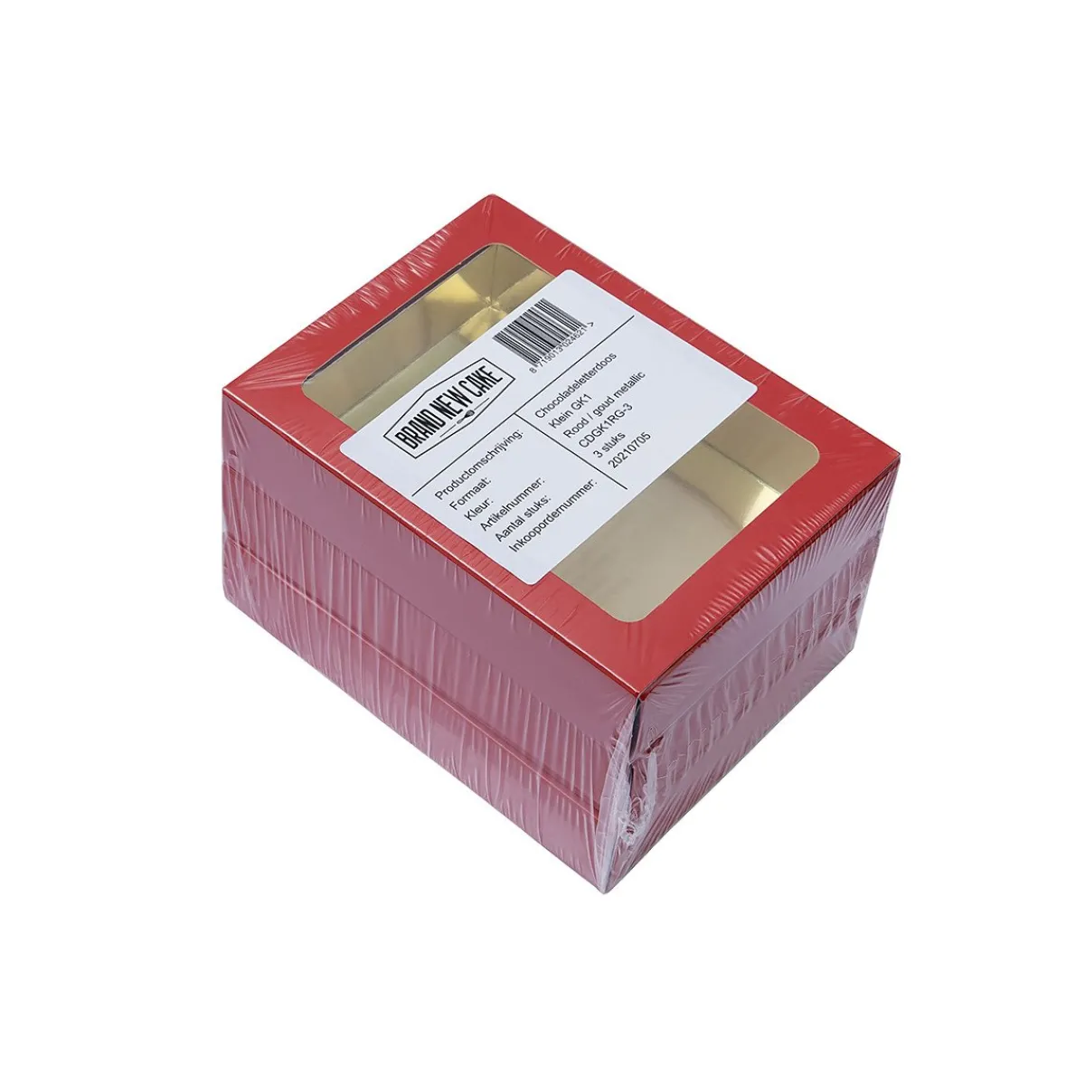 Outlet BrandNewCake Chocoladeletterdoos Klein GK1 Rood / Goud 3st