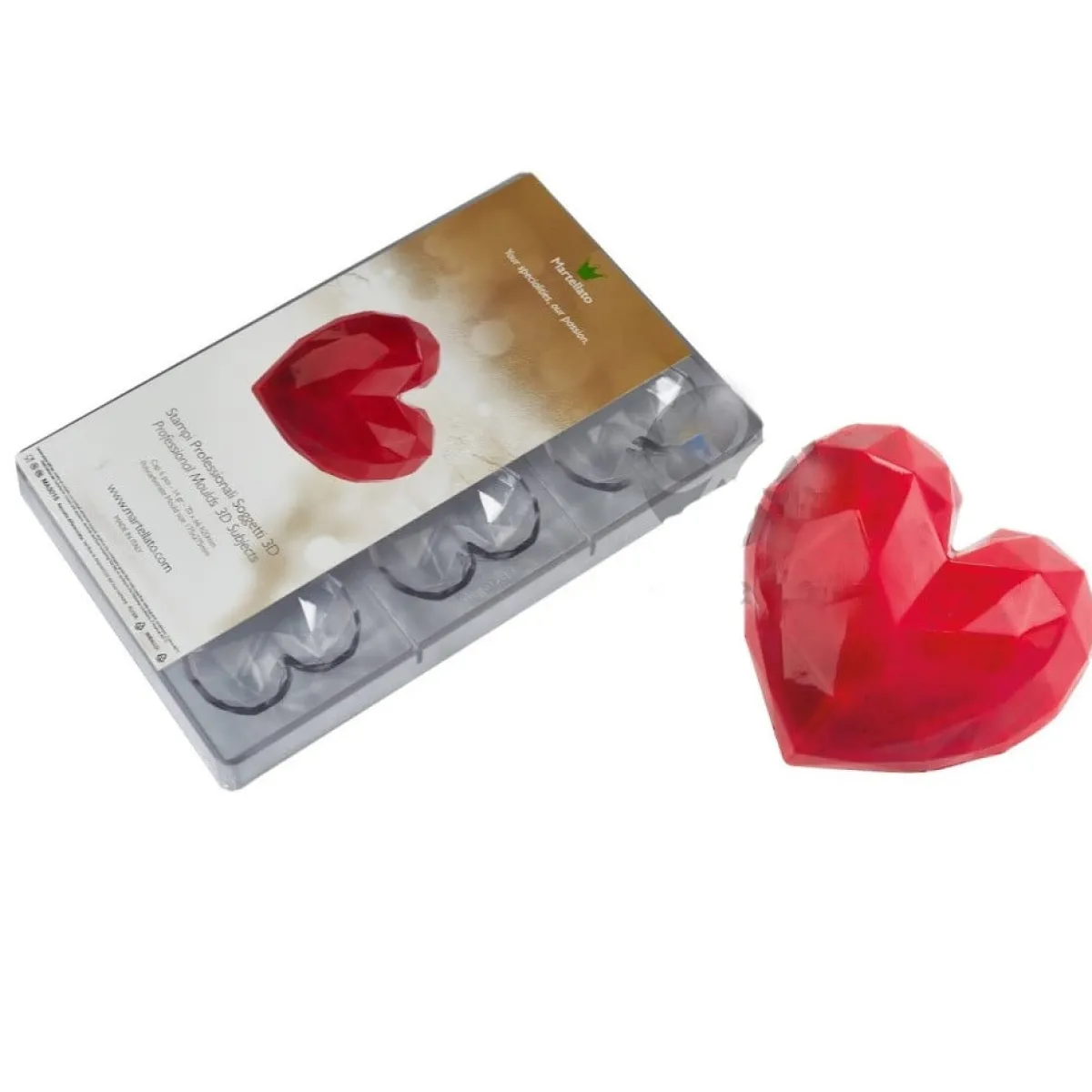 Best Martellato Chocolade Holvorm Diamant Hart (6x) 70x66x20mm