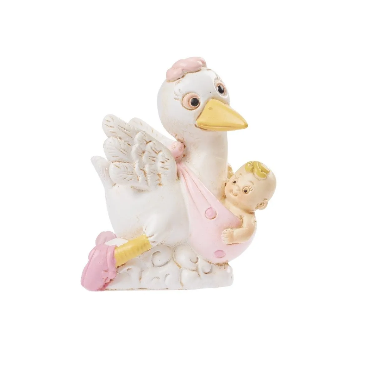 Clearance Overig Taarttopper Ooievaar Roze Polystone 5,5cm