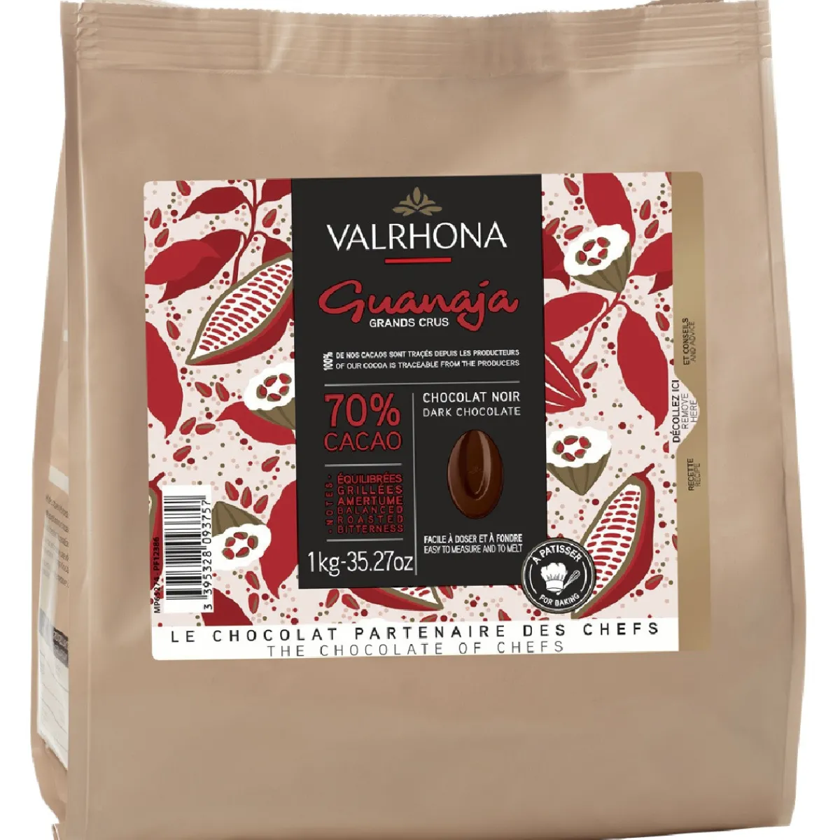 New Valrhona Chocolade Druppels Puur Guanaja (70%) 1kg